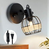 Depuley Wall Spotlight Fixture, Rustic Cage Wall Light with Plug in Cord, Adjustable Flush Mount Track Lighting - WS-FNG45-40B 1 | Depuley